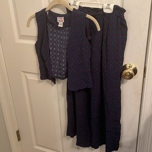 Y2K Talbots kids girls 2 pc matching pants & vest set outfit plaid girls Size 8